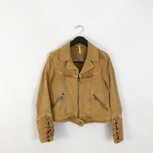 Free People Jacket Moto Shrunken Twill